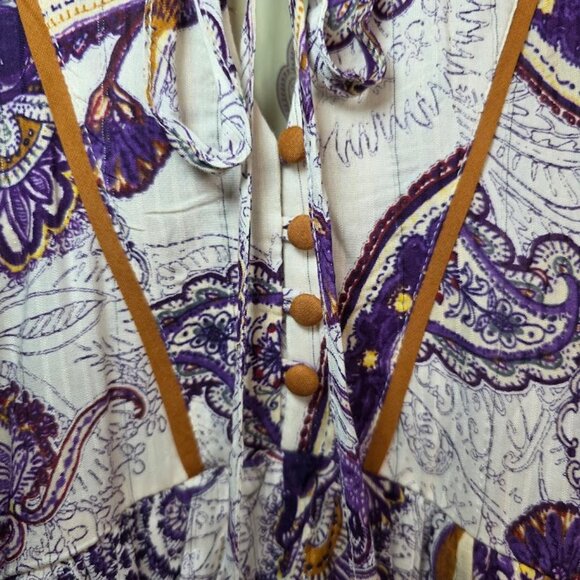 NWT BAND OF THE FREE Purple Paisley Long Sleeve Mini Dress M - Picture 5 of 15